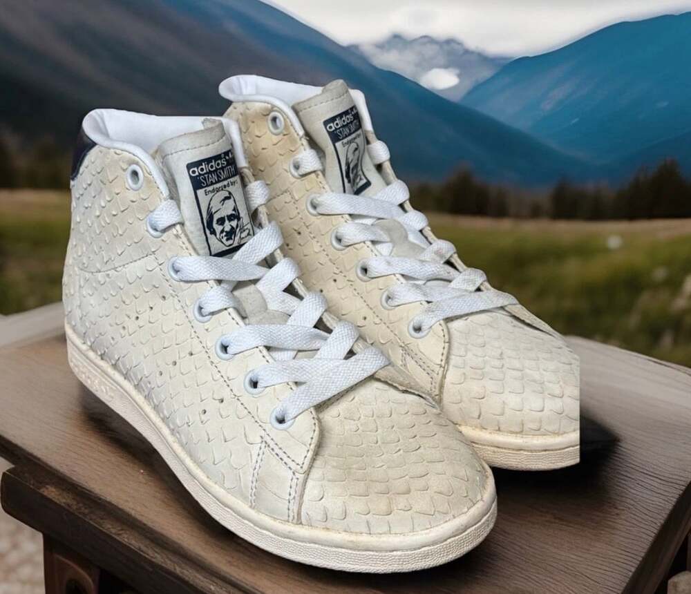 Adidas Stan Smith Mid Size 5.5 White Snakeskin Leather High Tops BB4862